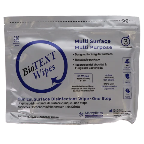 BioTEXT Universal Surface Disinfectant Wipe, 50 Wipes, 16/Pk, 04-TXWR-800