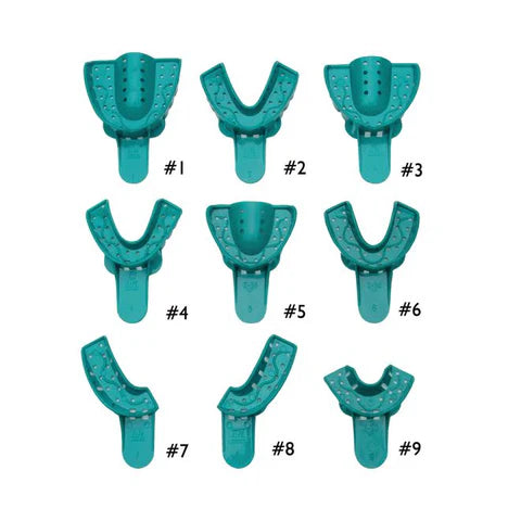 Disposable Plastic Impression Trays, # 8, Upper Left and Lower Right, Green, 12/Pk, 311008