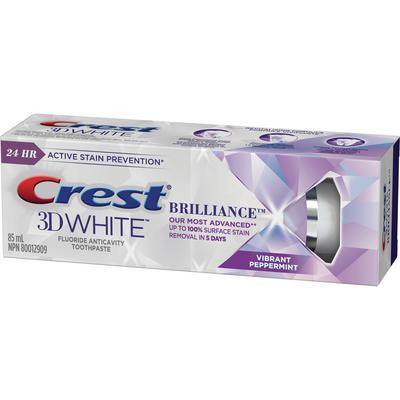 Crest® 3D White™ Brilliance™ Fluoride Anticavity Toothpaste – 85 ml, Vibrant Peppermint, 12/Pkg